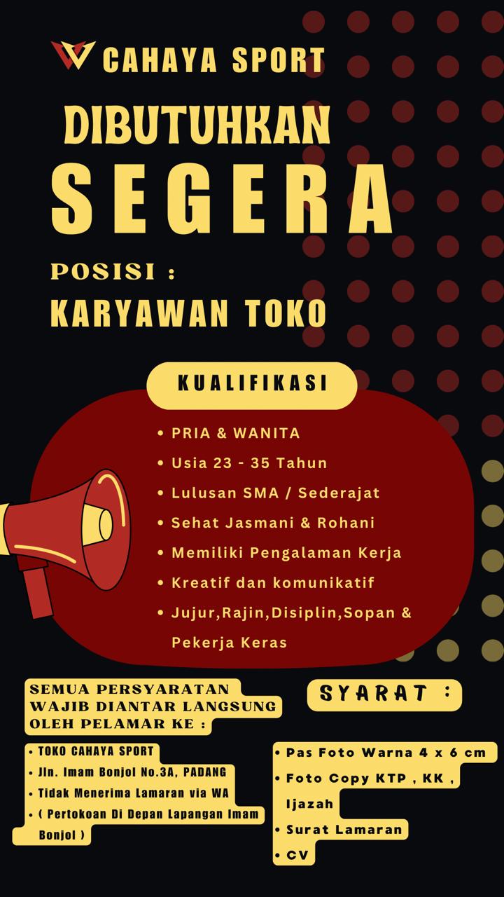 Karyawan Toko  – Cahaya Sport