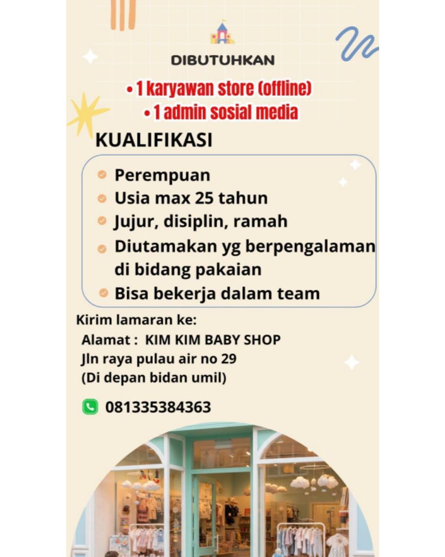 Karyawan Store & Admin Sosial Media – Kim Kim Baby Shop