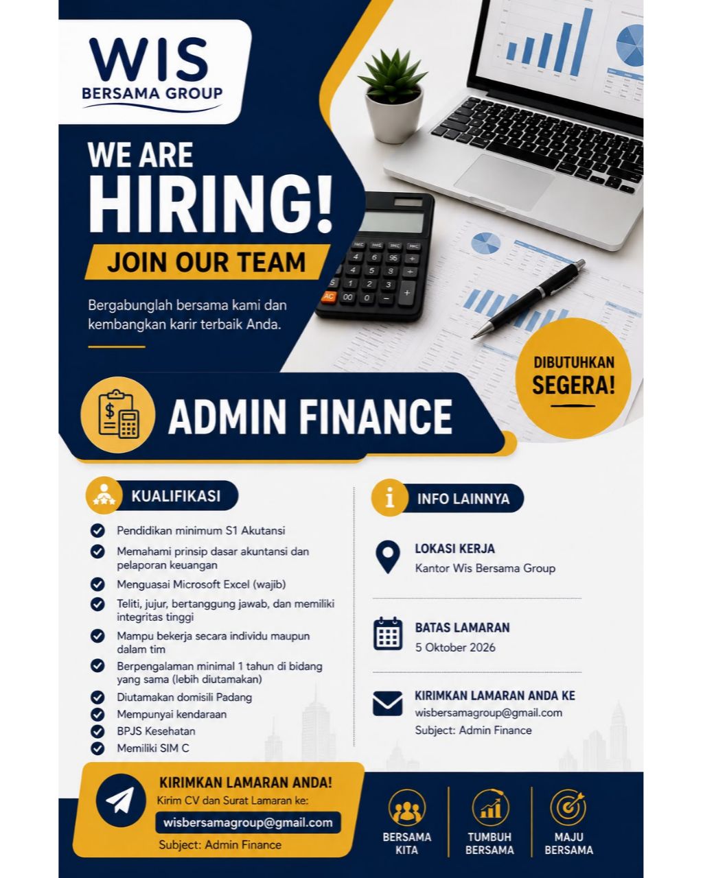 Admin Finance – WIS Bersama Group
