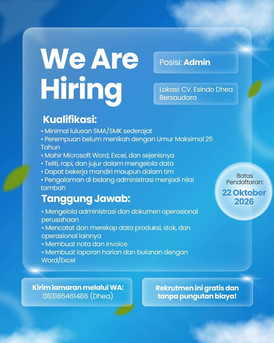 Admin – CV. Esindo Dhea Bersaudara