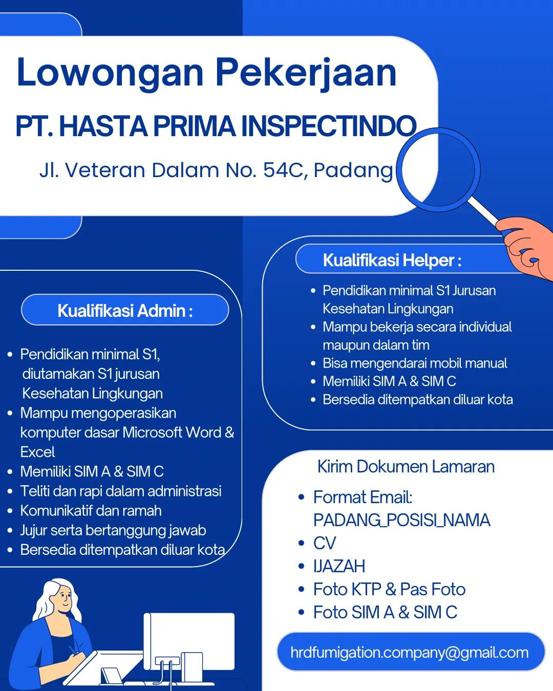 Admin – Helper – PT. Hasta Prima Inspectindo Padang