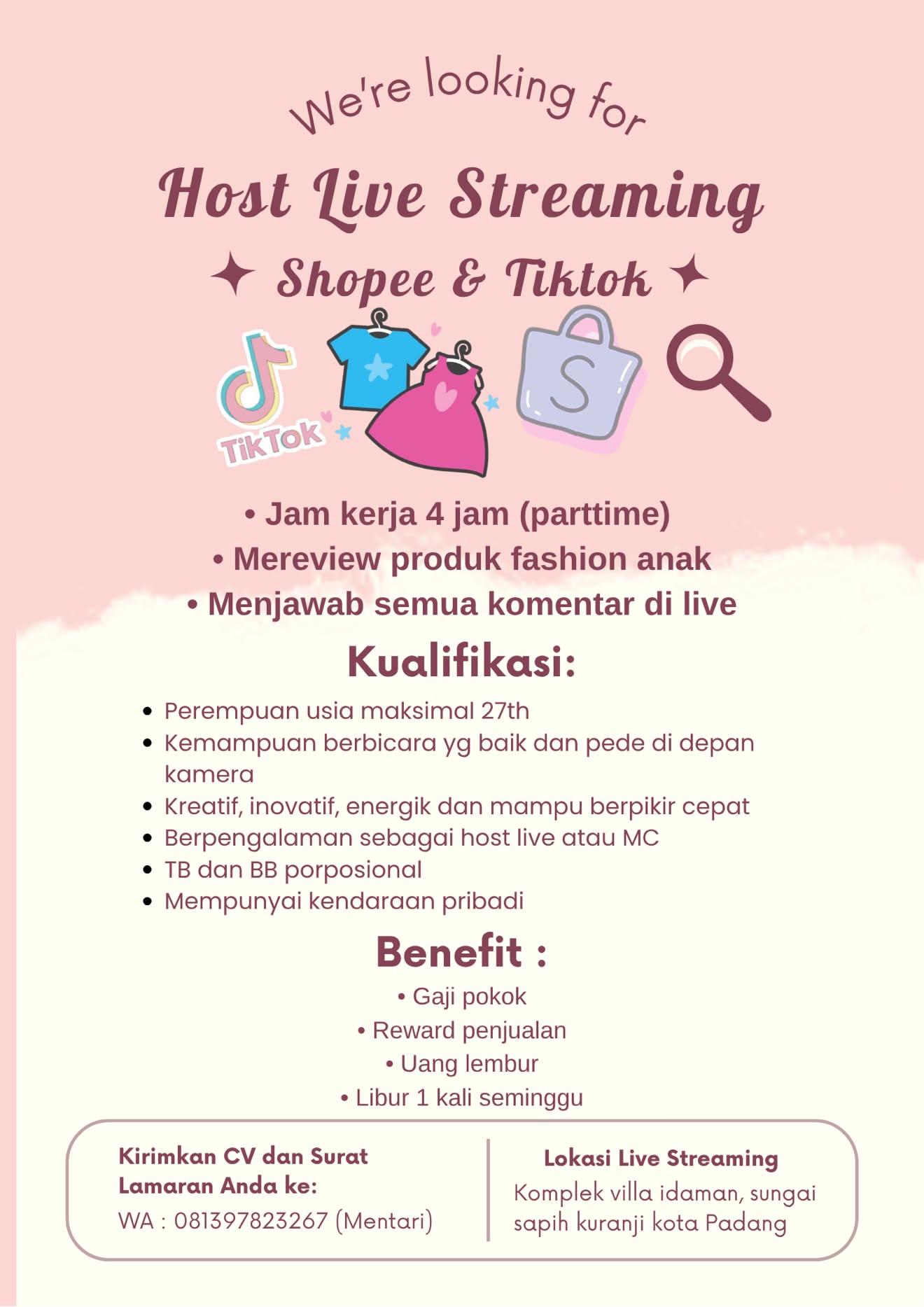 Host live streaming Shopee & Tiktokย