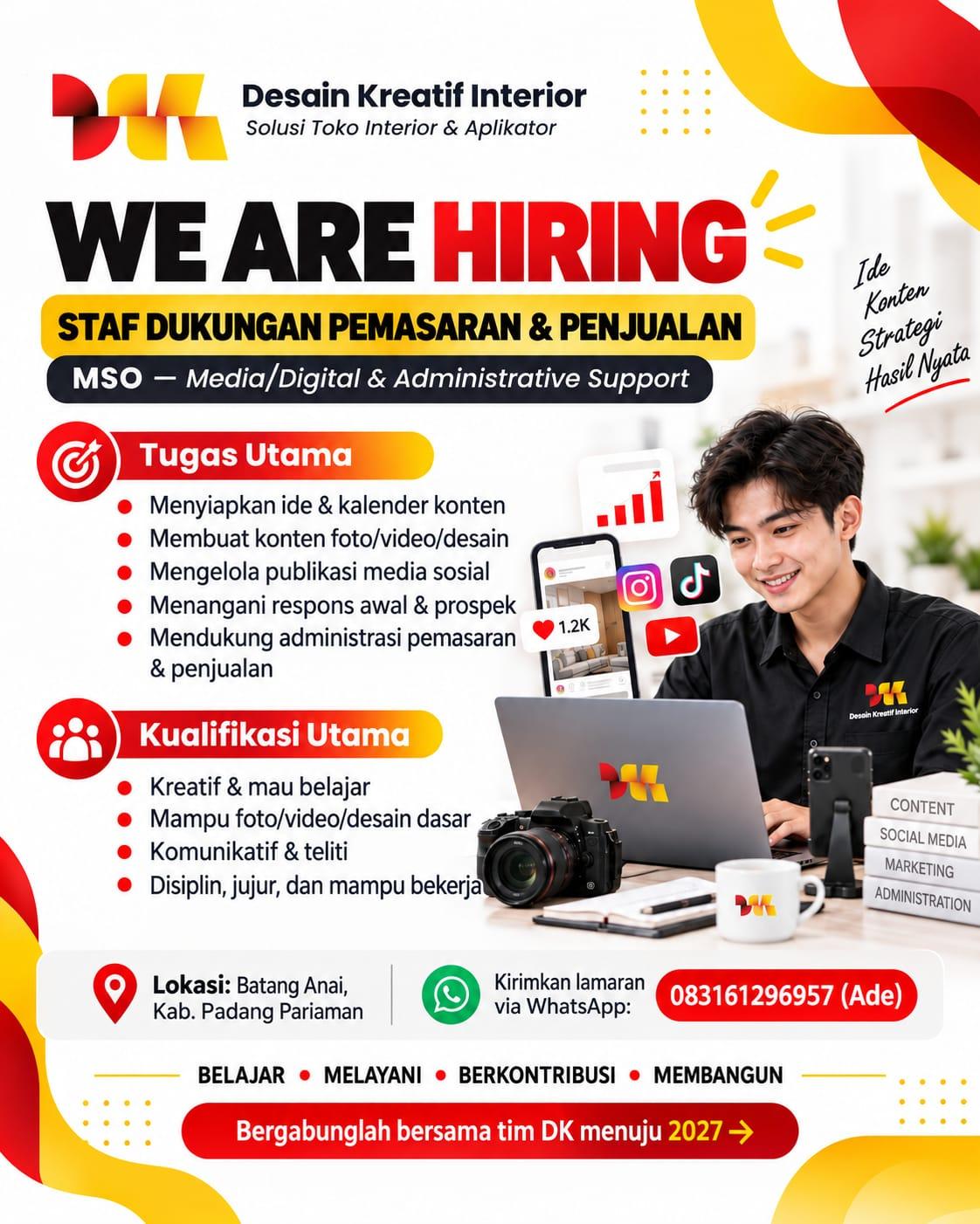 STAF DUKUNGAN PEMASARAN & PENJUALAN (MSO) – CV DESAIN KREATIF INTERIOR