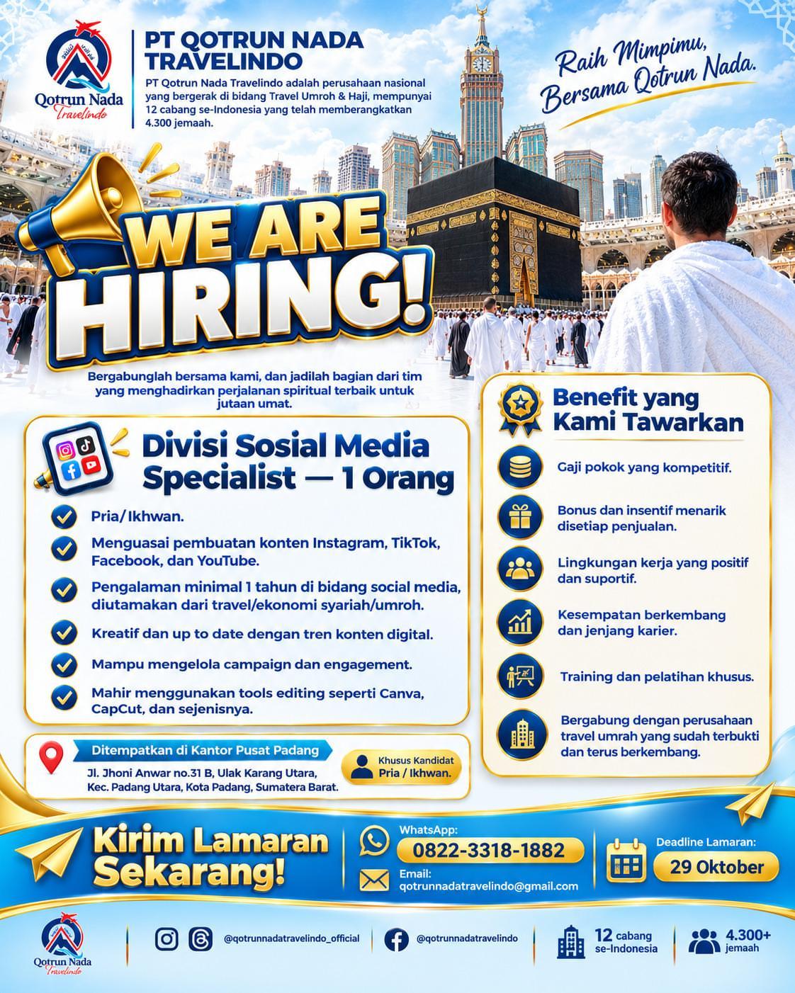 SOCIAL MEDIA SPECIALIST – PT Qotrun Nada Travelindo