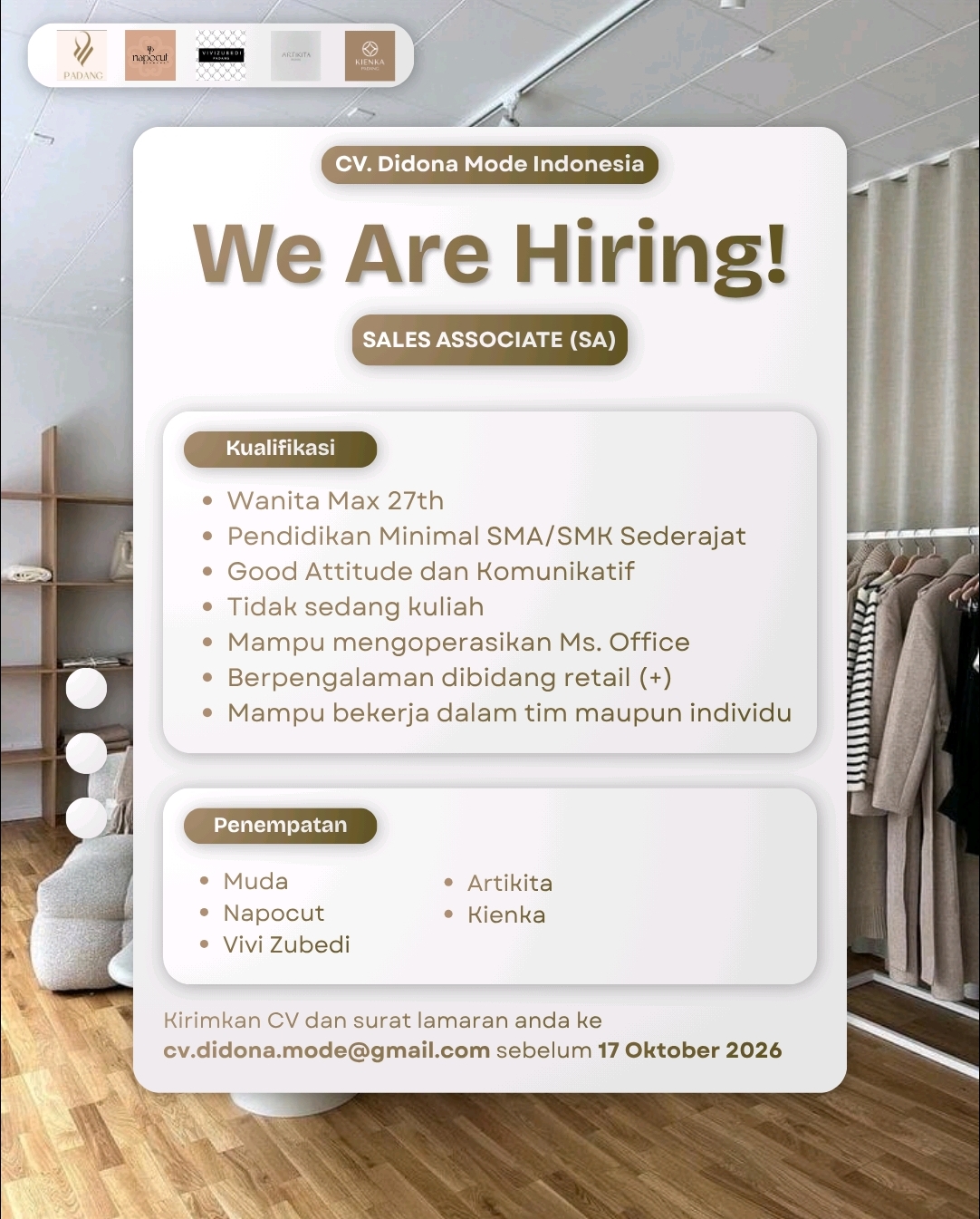 Sales Associate (SA) – CV. Didona Mode Indonesia 