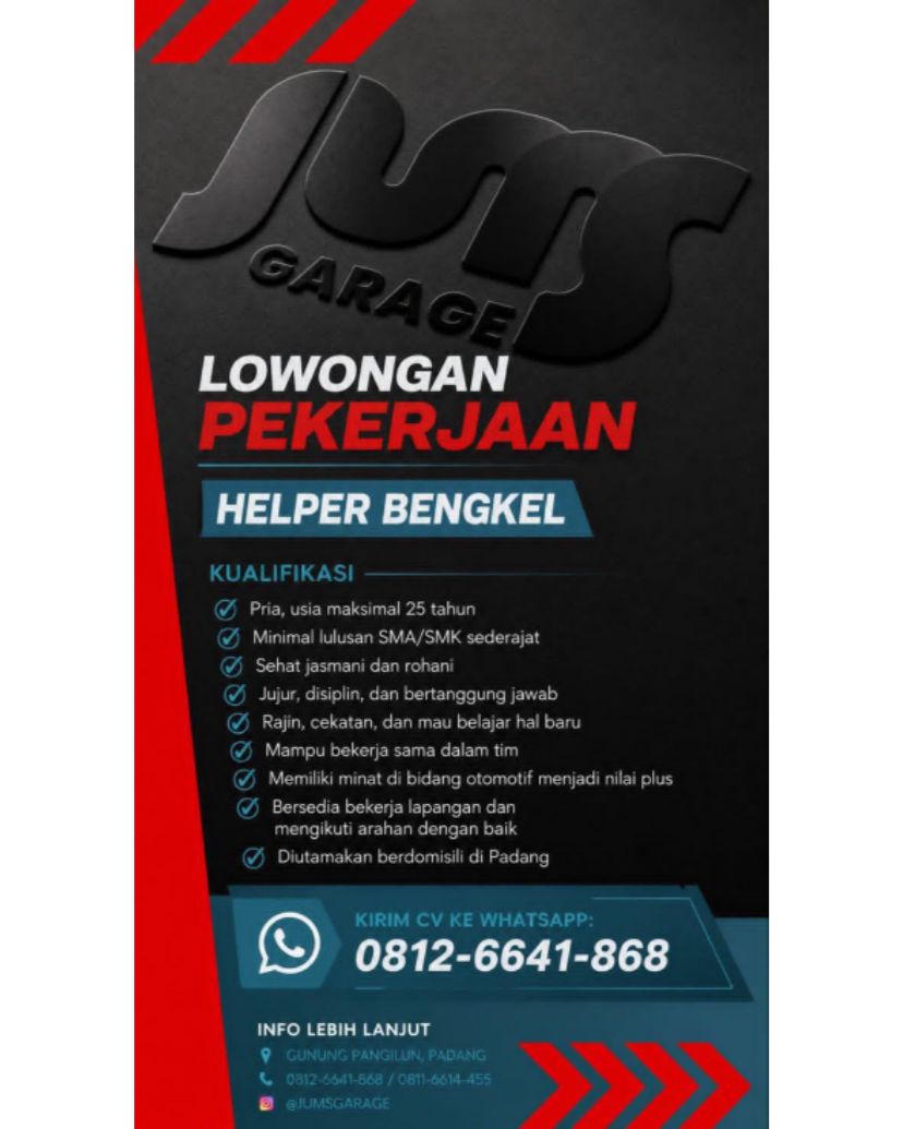 Helper Bengkel – Jums Garage