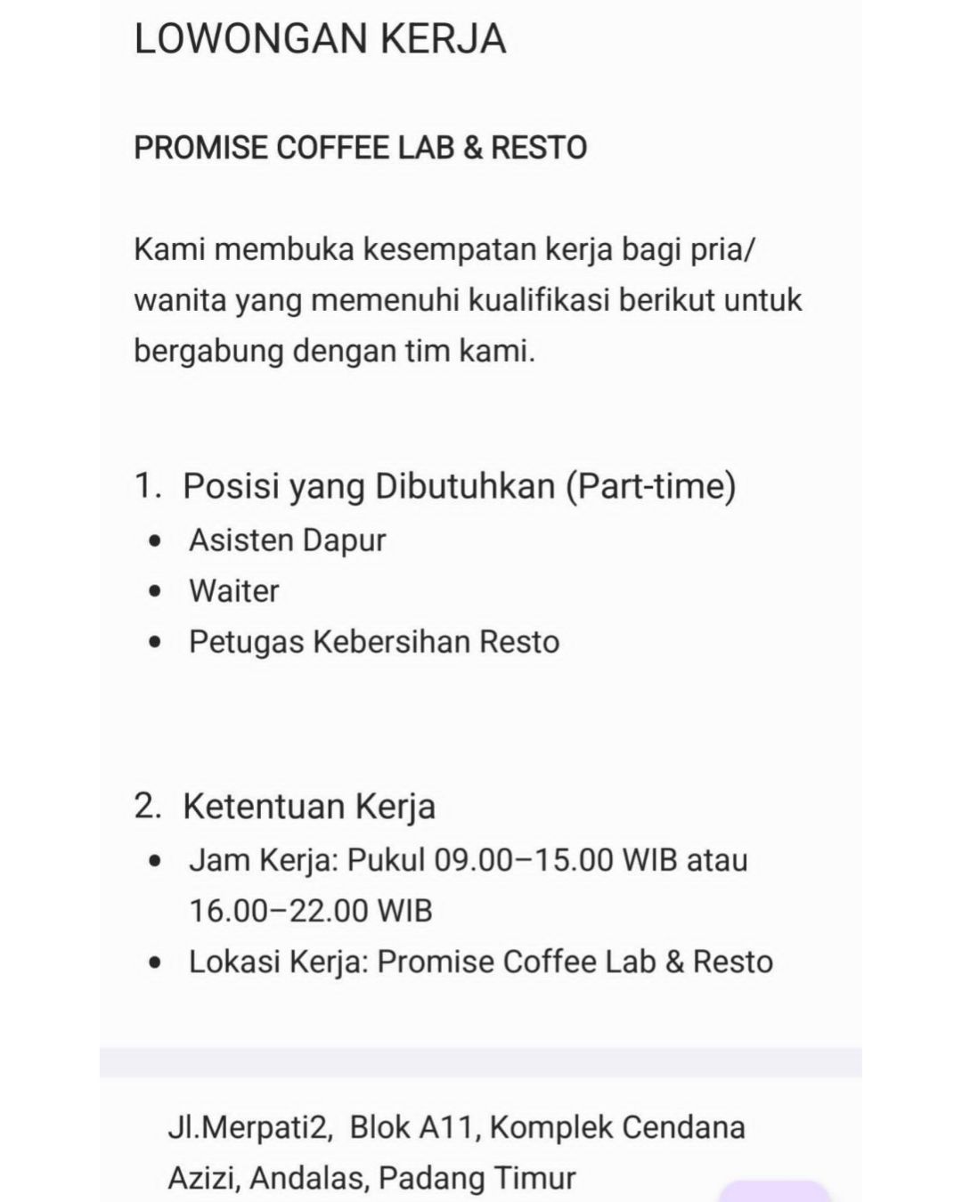 CREW – Promise Resto