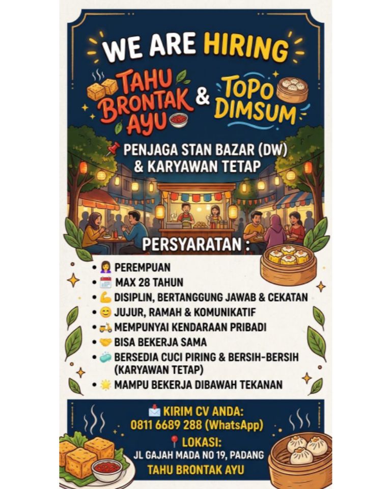 Penjaga Stand Bazar (DW) & Karyawan Tetap – Tahu Brontak Ayu & Topo Dimsum 