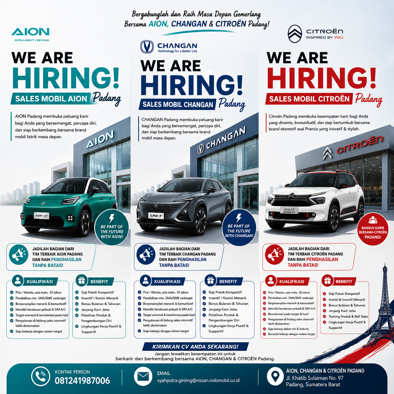 Sales Mobil – AION – CHANGAN – CITROEN