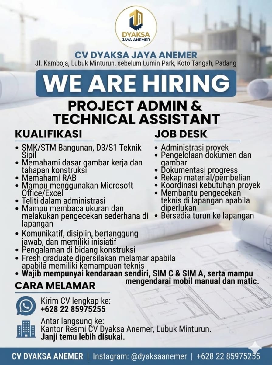 PROJECT ADMIN & TECHNICAL ASSISTANT – DYAKSA ANEMER