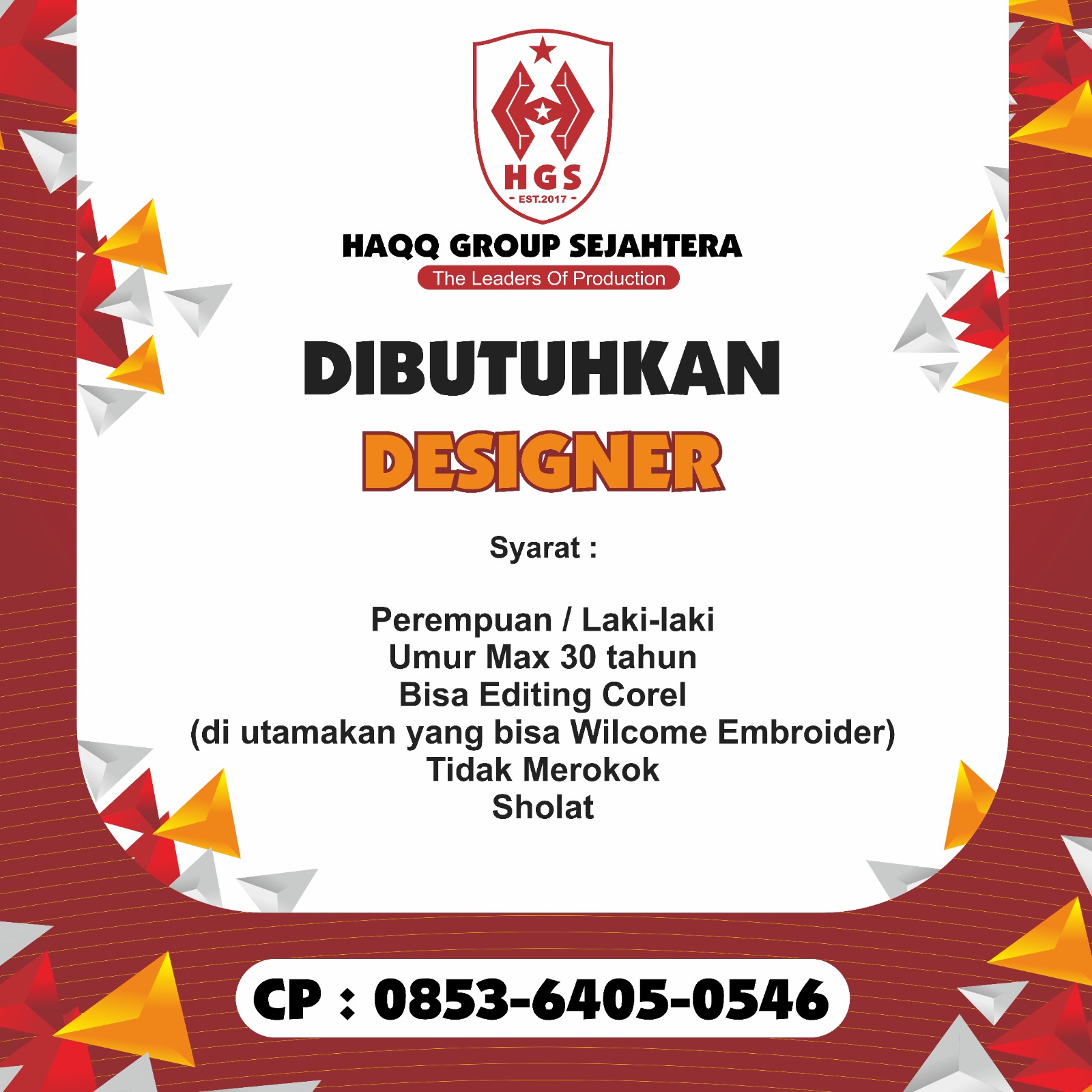 Designer – Haqq Group Sejahtera
