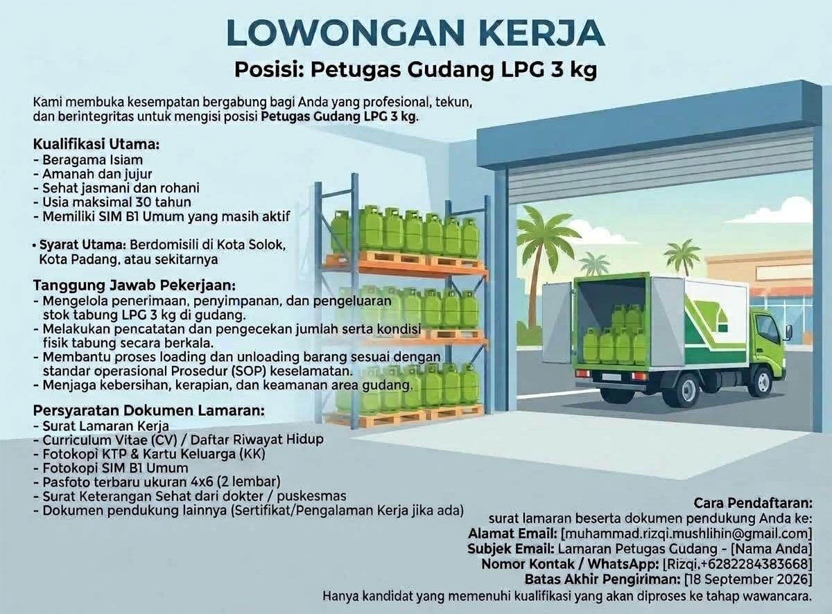 Petugas Gudang LPG 3 kg