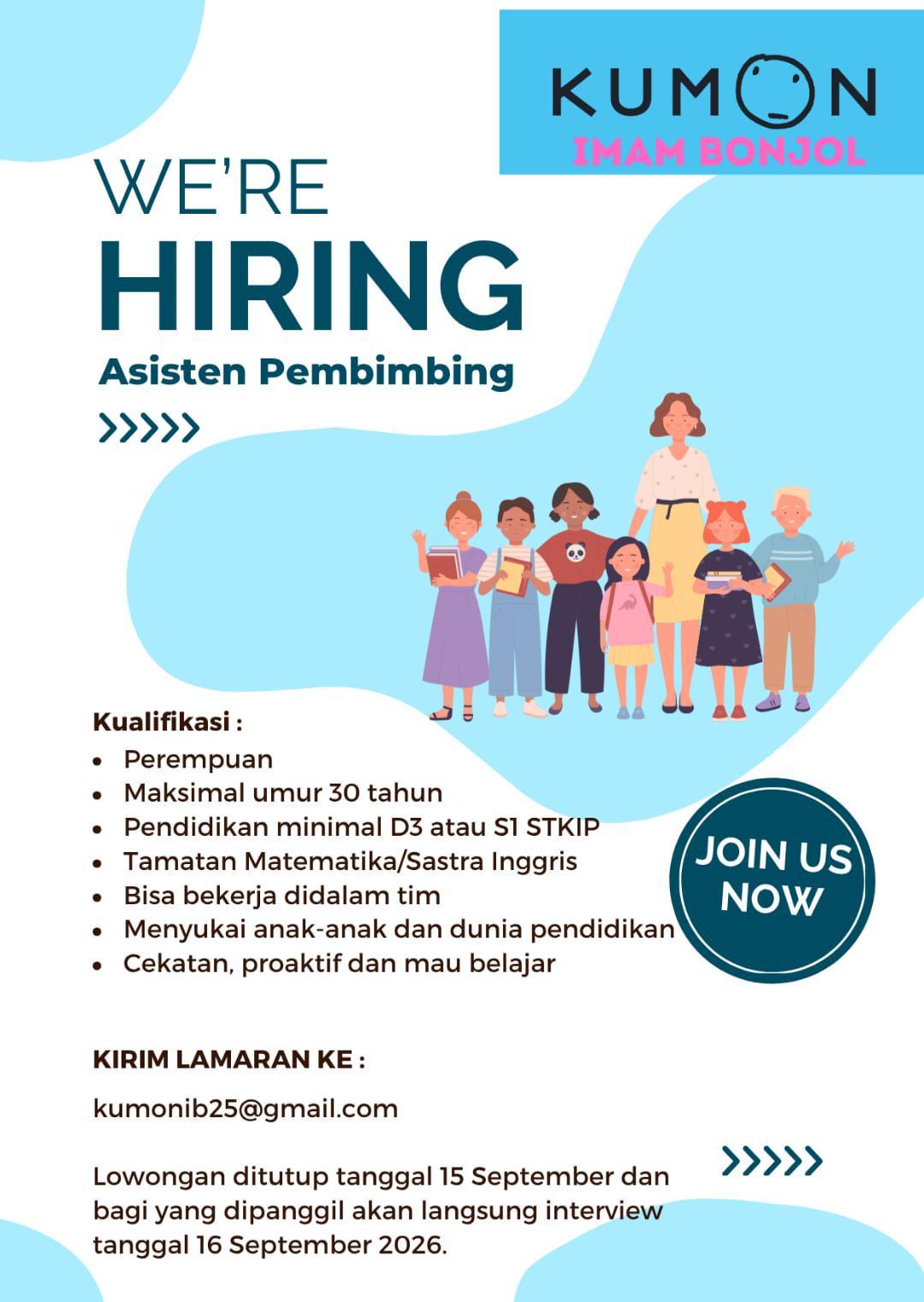 Asisten Pembimbing – Kumon Imam Bonjol Padang