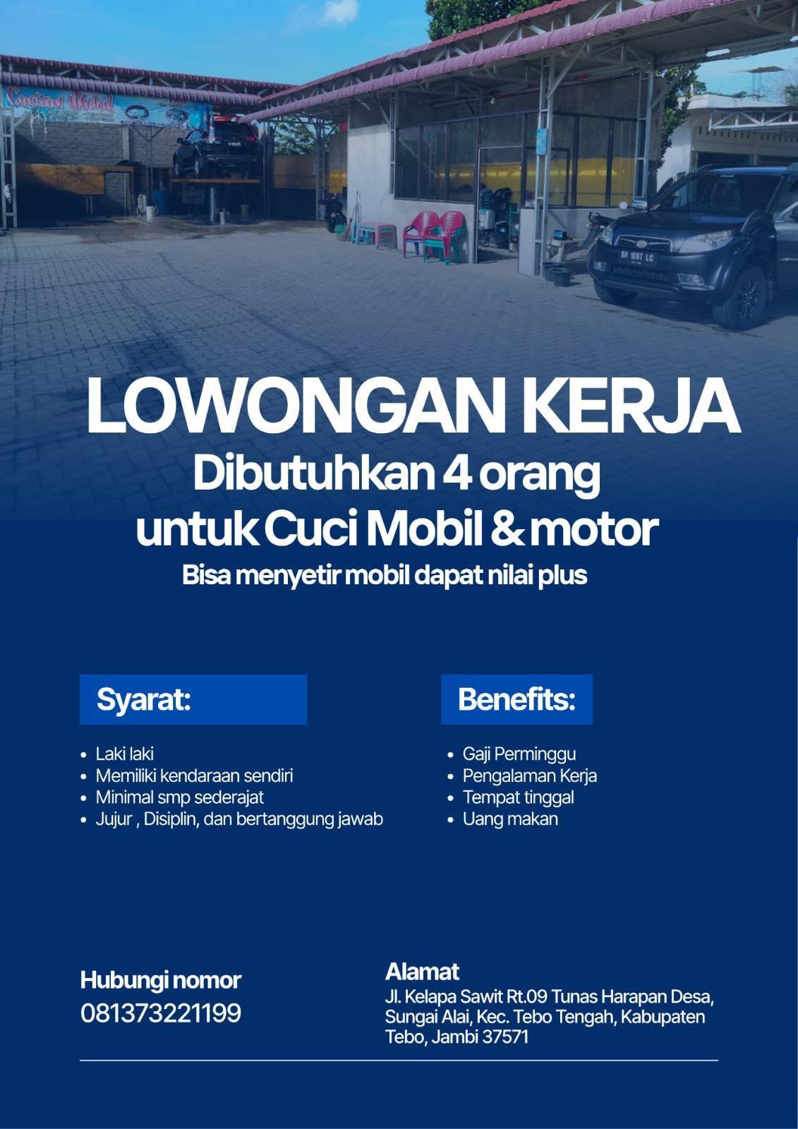 4 orang untuk Cuci Mobil & Motor