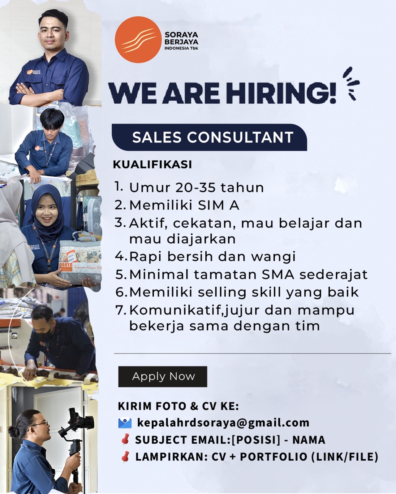 Sales Consultant – ptsorayaberjayaindonesiatbk