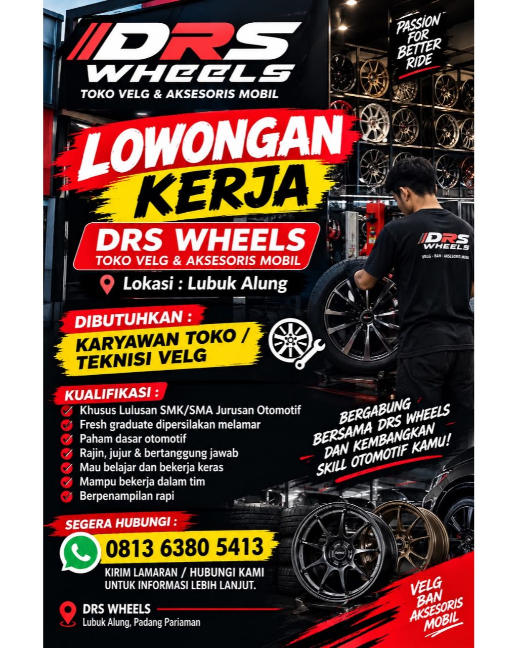 Karyawan Toko/Teknisi Velg – DRS Wheels