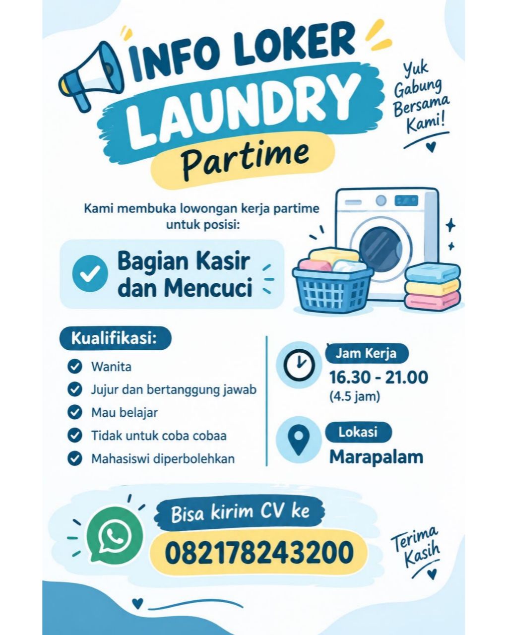 Karyawan bagian Kasir + Mencuci – DC Laundry