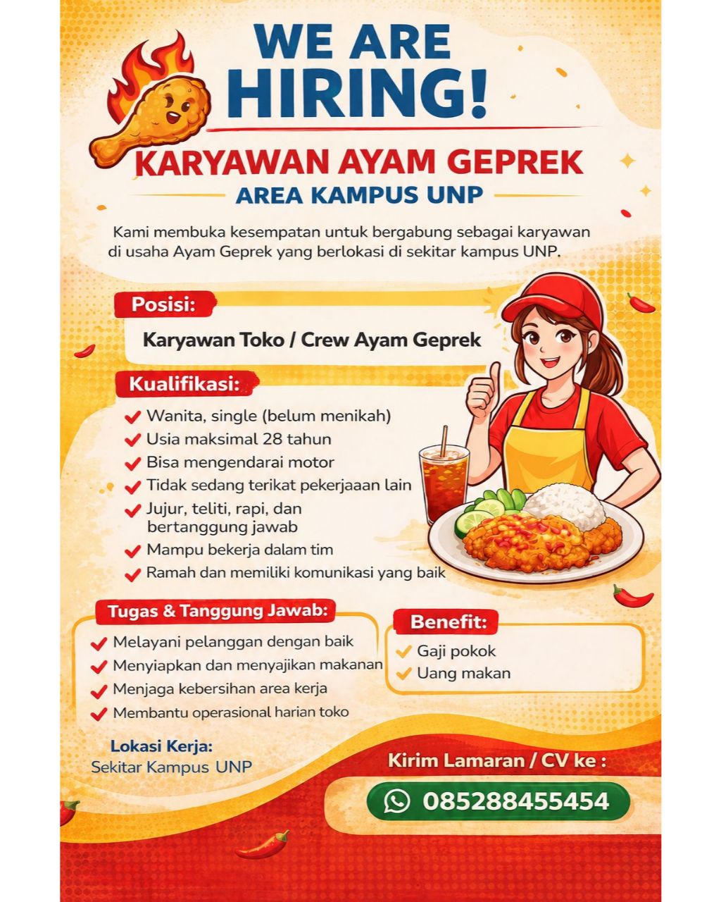 Karyawan Ayam Geprek – Area UNP