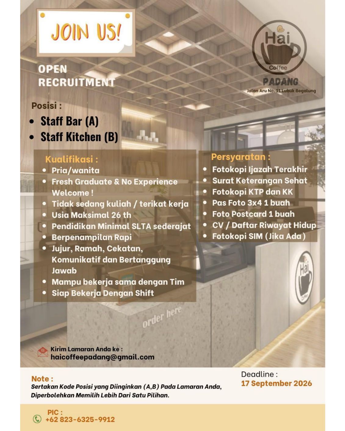 Staff Bar – Staff Kitchen – Hai Coffee Padang