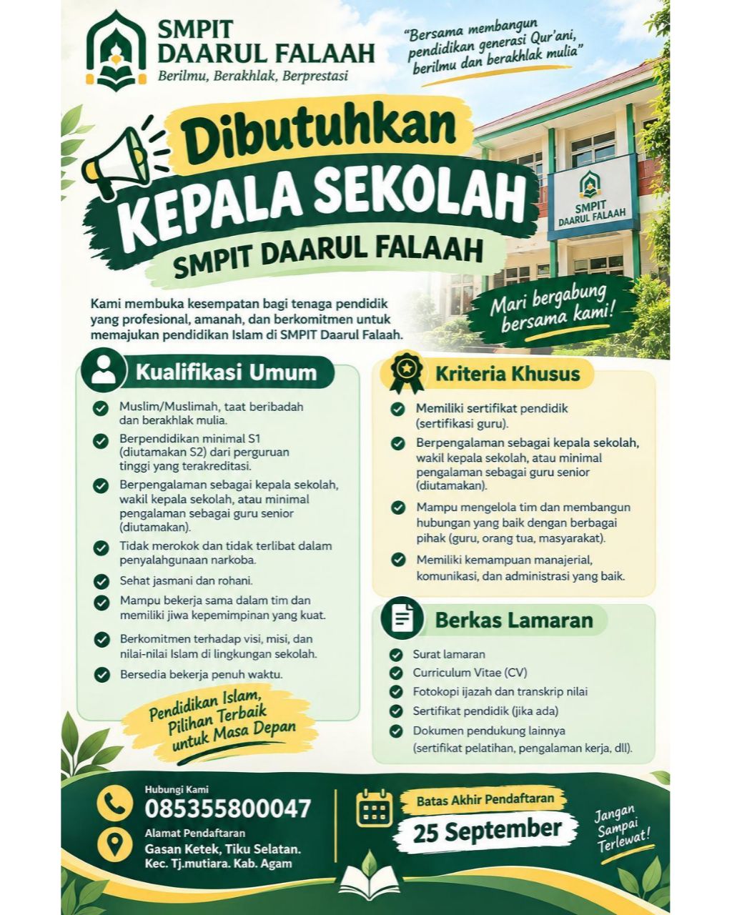 Kepala Sekolah SMPIT Daarul Falaah
