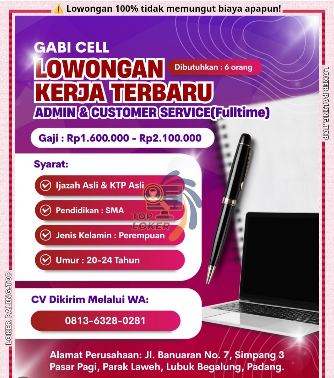 Admin & Customer Service (Fulltime) – Gabi Cell