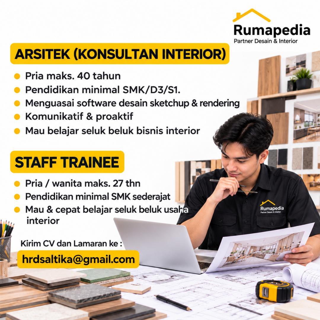 Arsitek (Konsultan Interior) – Staff Trainee – Rumapedia