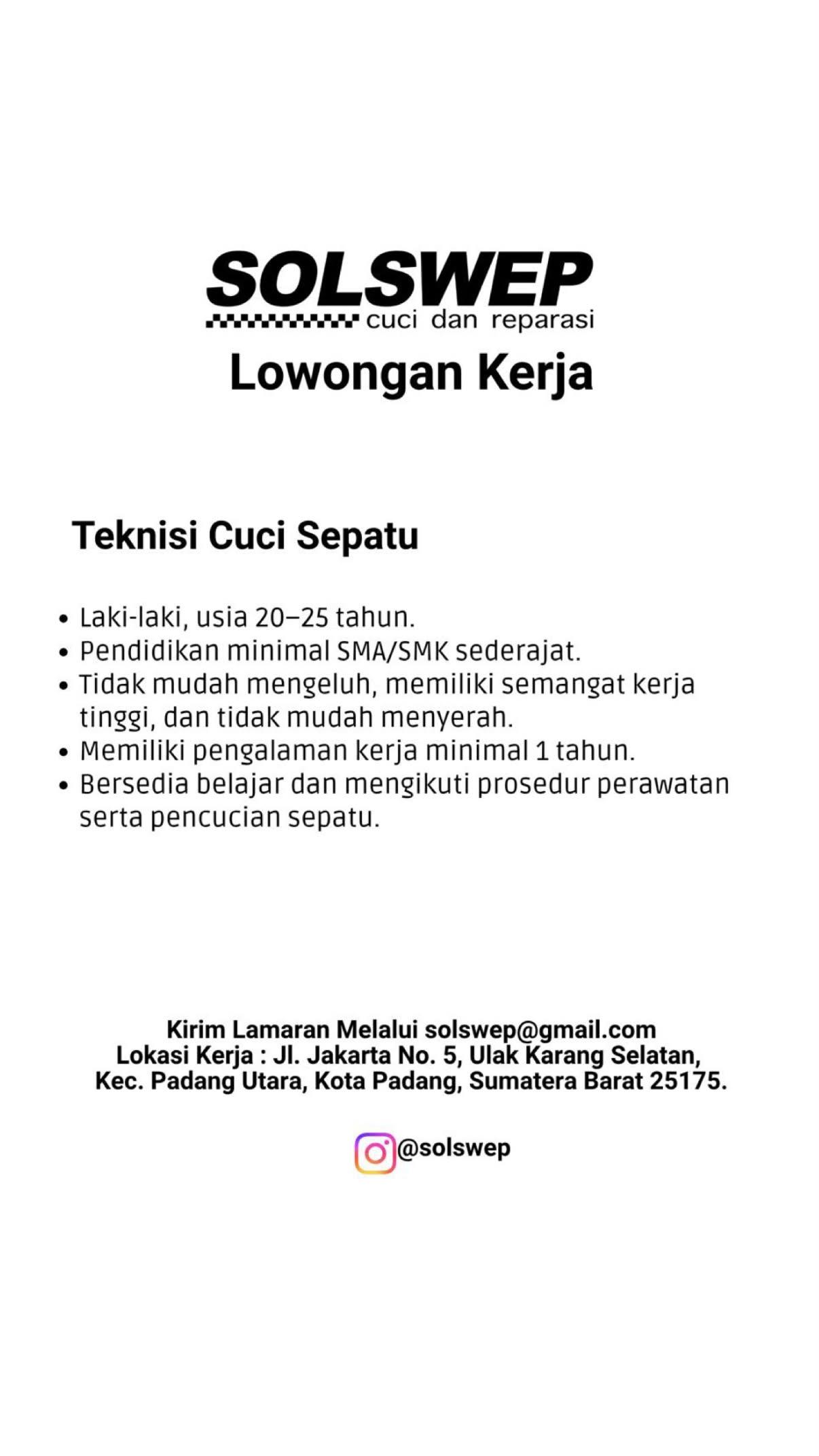 Teknisi Cuci Sepatu – Solswep